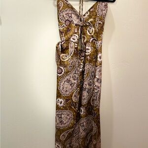 Paisley Maxi Dress in Olive and Cream